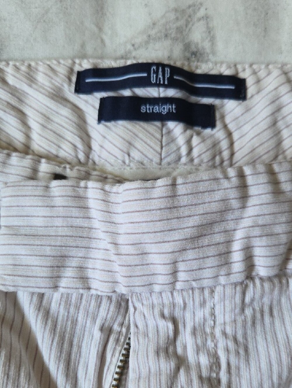 GAP Beige Pinstripe Straight Pants - Picture 2 of 6